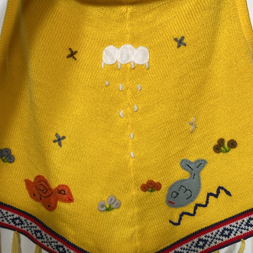 Kids Pullover Artisan Handmade Poncho with Hood - Picture 12 of 16
